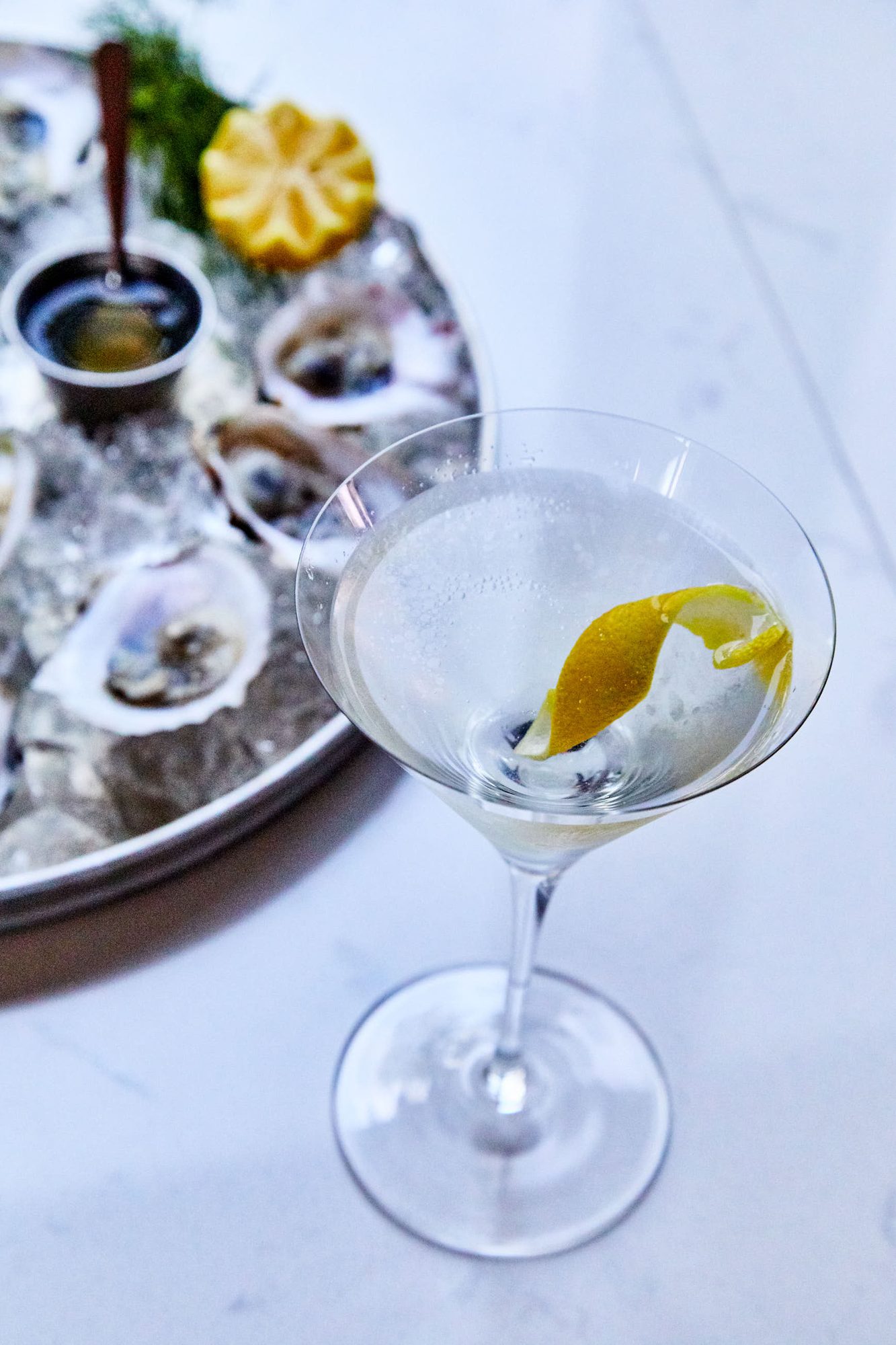 Oysters paired with a drink